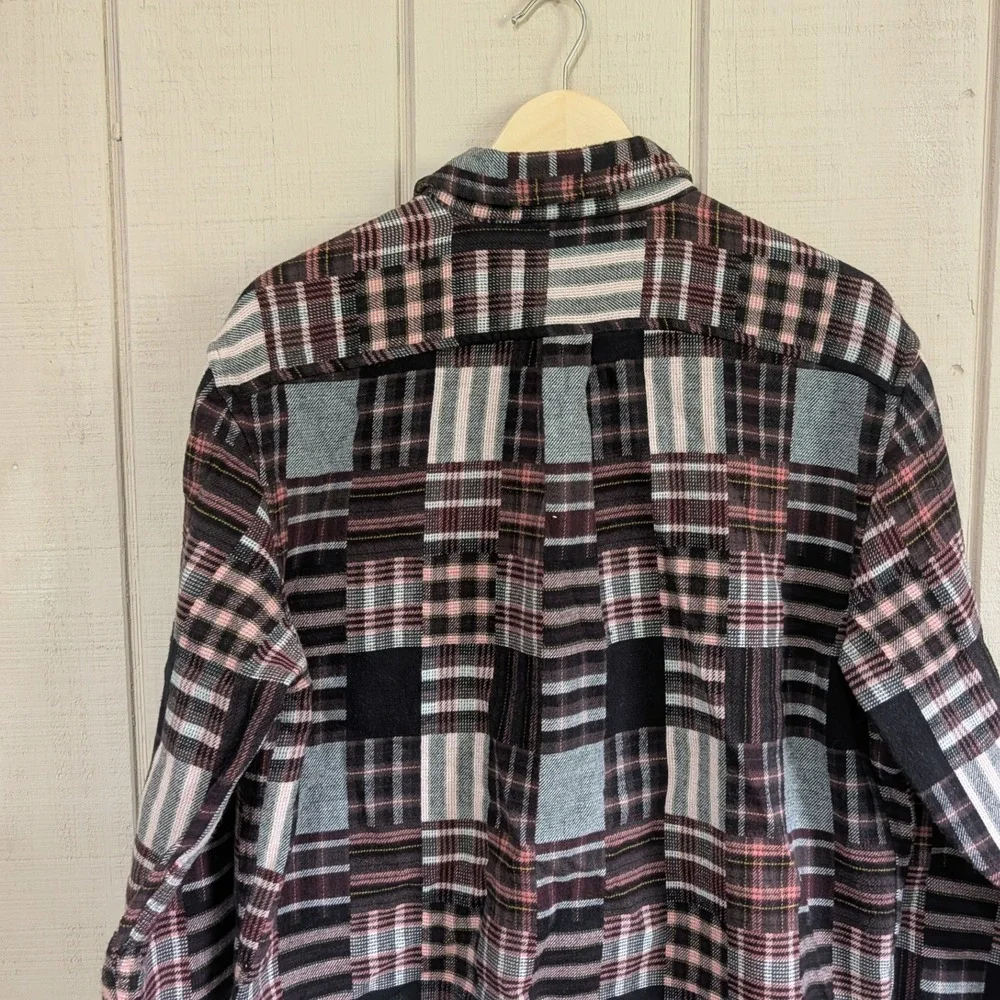 Banana Republic Patchwork Plaid Flannel Shirt Multi-Color Mens M